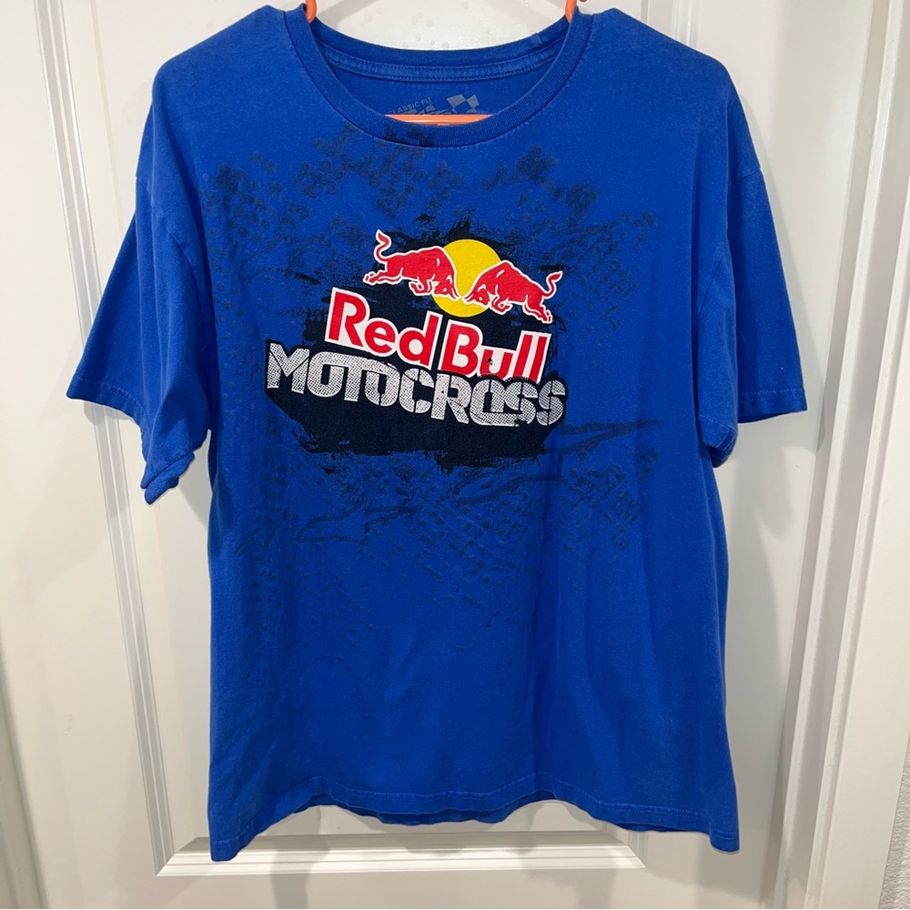 Alpinestars Mens Large Red Bull Motocross Short Sleeve graphic T shirt Blue